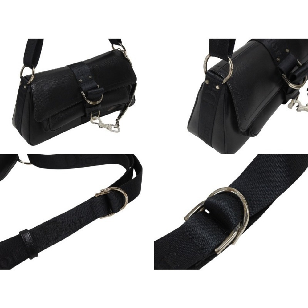 Christian Dior Galliano era Hardcore Shoulder Bag Black Leather Rhinestones - Picture 4 of 10